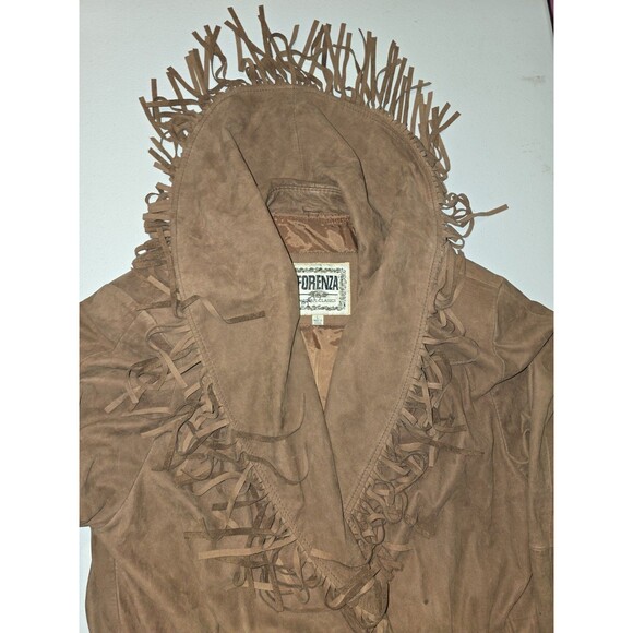 Leather Suede Jacket Womens SZ L Fringe Western Grunge Cowgirl WSpice Rustic - Picture 7 of 16